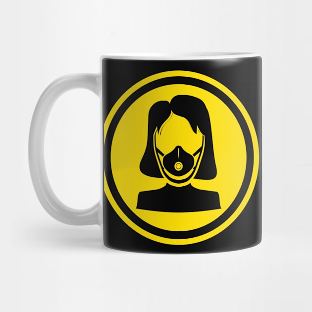 Warning sign respirator woman by GreenOptix